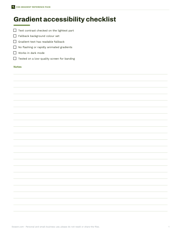 Preview of Printable Gradient Accessibility Checklist